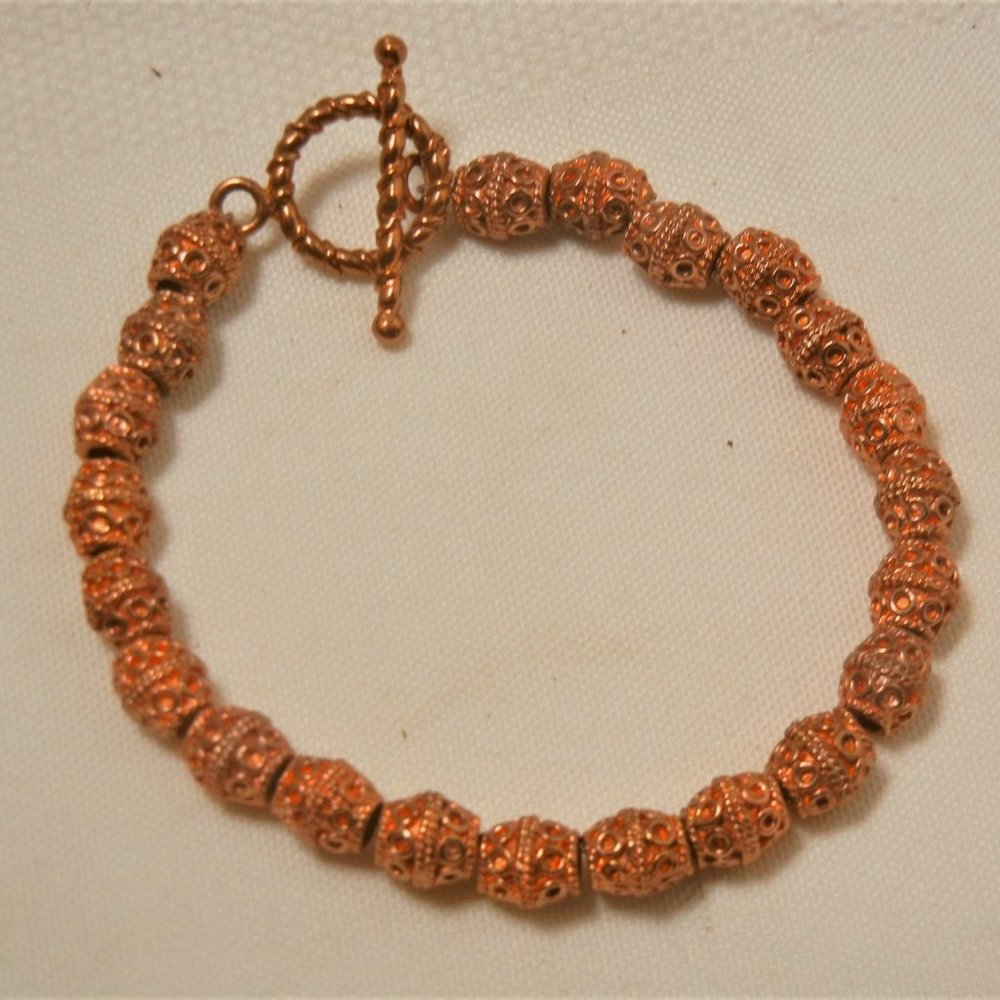 Ornate Copper Bead Bracelet